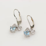Aros de Topacio Azul Cuadrado Moño Zirconia en Plata 925 | Rocas & Cristales - Joyería de autor