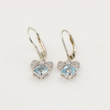 Aros de Topacio Azul Cuadrado Moño Zirconia en Plata 925 | Rocas & Cristales - Joyería de autor