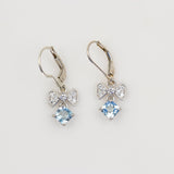 Aros de Topacio Azul Cuadrado Moño Zirconia en Plata 925 | Rocas & Cristales - Joyería de autor