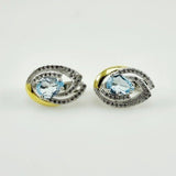 Aros de Topacio Azul y cubic zirconia - Aros