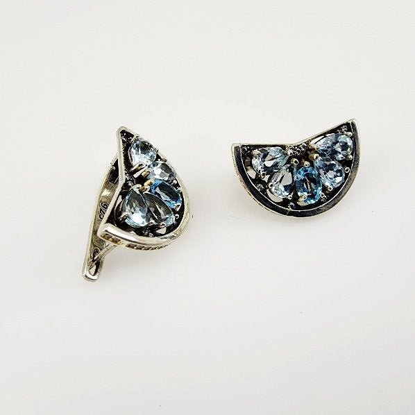 Aros de Topacio azul y cubic zirconia - Aros