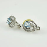 Aros de Topacio Azul y cubic zirconia - Aros