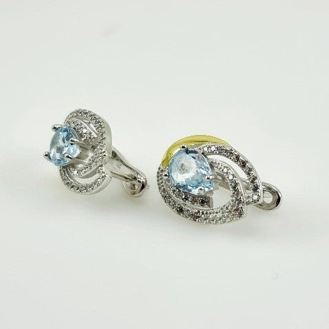 Aros de Topacio Azul y cubic zirconia - Aros