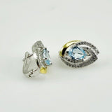 Aros de Topacio Azul y cubic zirconia - Aros