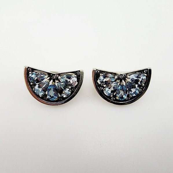 Aros de Topacio azul y cubic zirconia - Aros