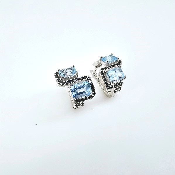 Aros de Topacio Azul y Espinela negra - Aros