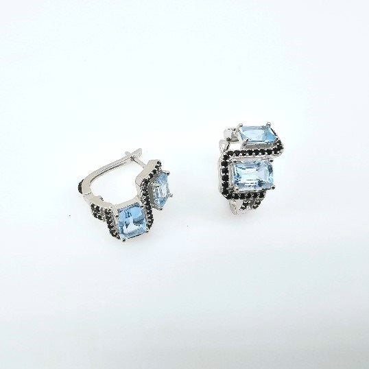 Aros de Topacio Azul y Espinela negra - Aros