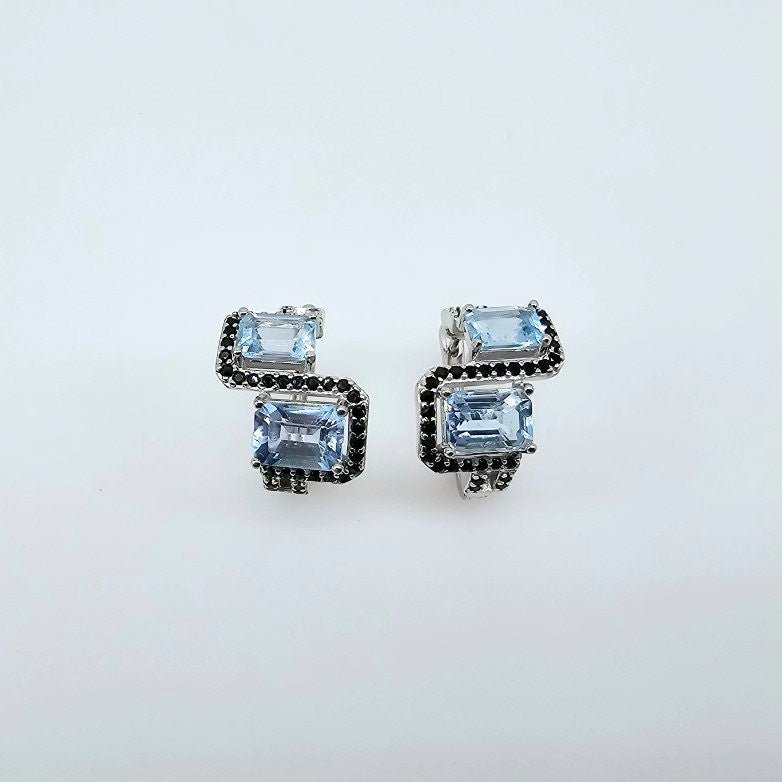 Aros de Topacio Azul y Espinela negra - Aros