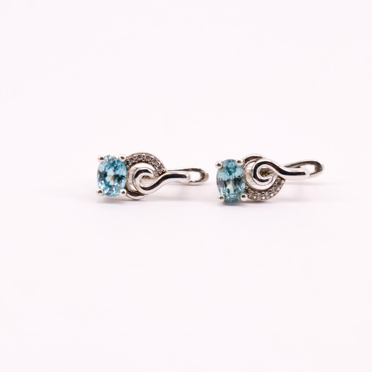 Aros de Topacio Azul y Zircon natural - Aros