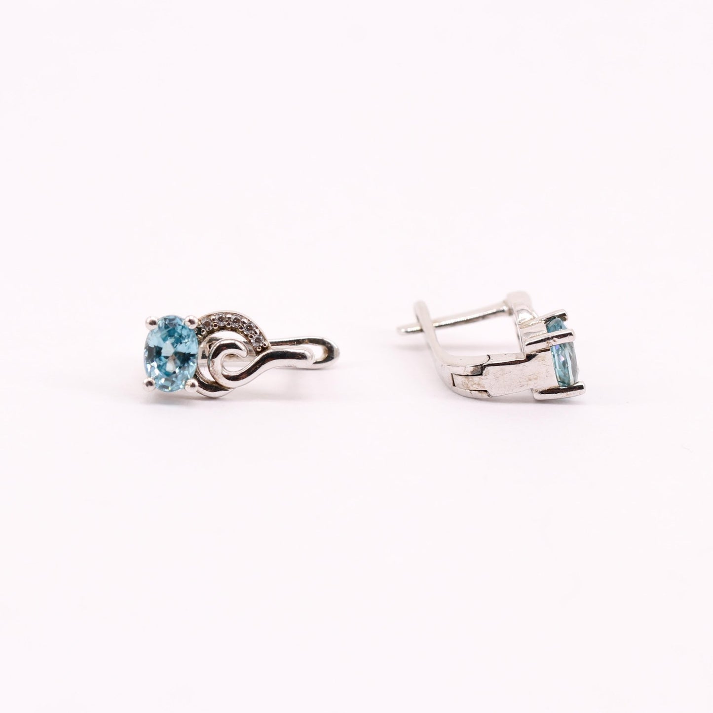 Aros de Topacio Azul y Zircon natural - Aros