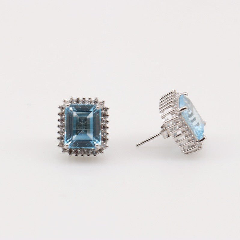 Aros de Topacio Azul y Zirconia Cúbica - Aros