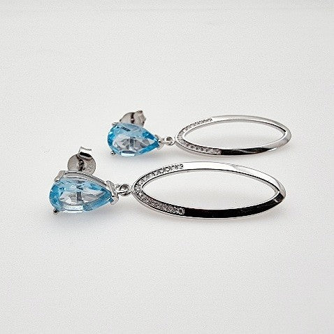 Aros de Topacio Azul y Zirconia Cúbica - Aros