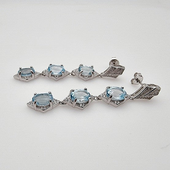 Aros de Topacio Azul y Zirconia Cúbica - Aros