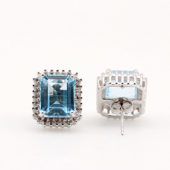 Aros de Topacio Azul y Zirconia Cúbica - Aros