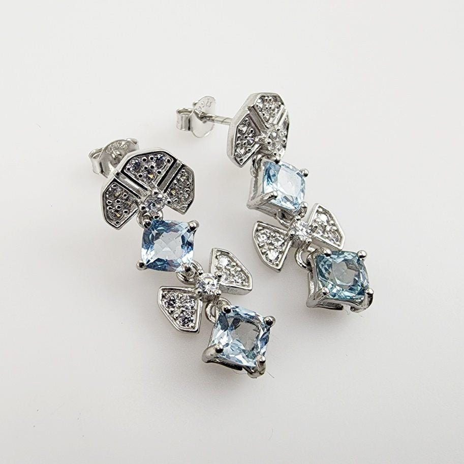 Aros de Topacio Azul y Zirconia Cúbica - Aros