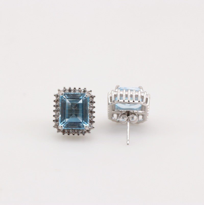 Aros de Topacio Azul y Zirconia Cúbica - Aros
