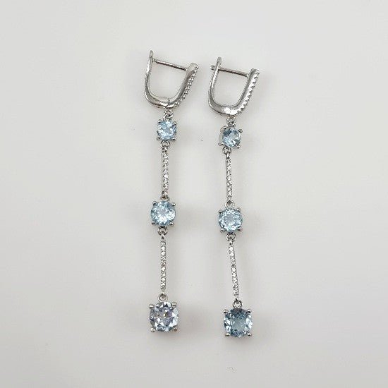 Aros de Topacio Azul y Zirconia Cúbica - Aros