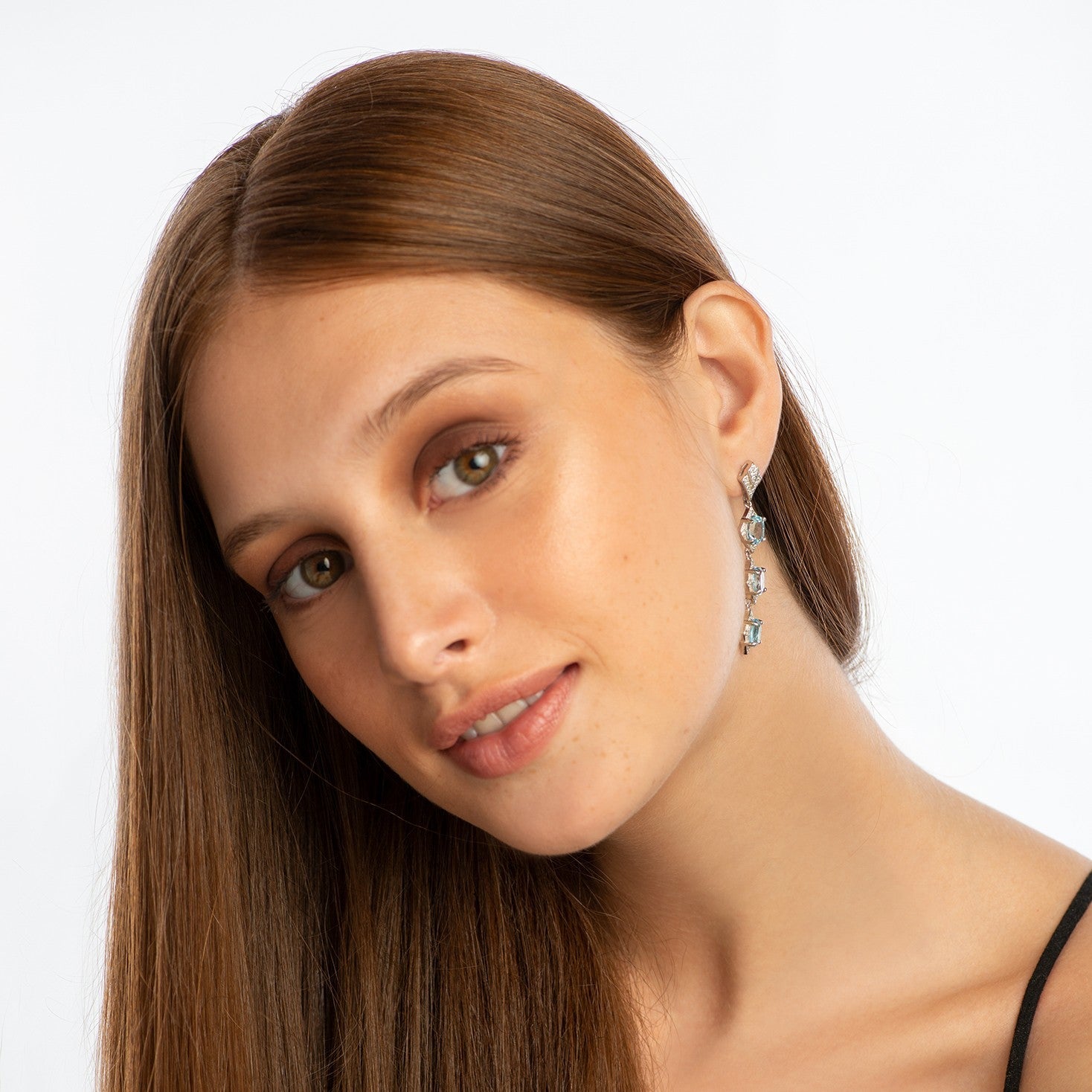 Aros de Topacio Azul y Zirconia Cúbica - Aros