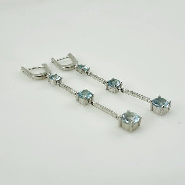 Aros de Topacio Azul y Zirconia Cúbica - Aros