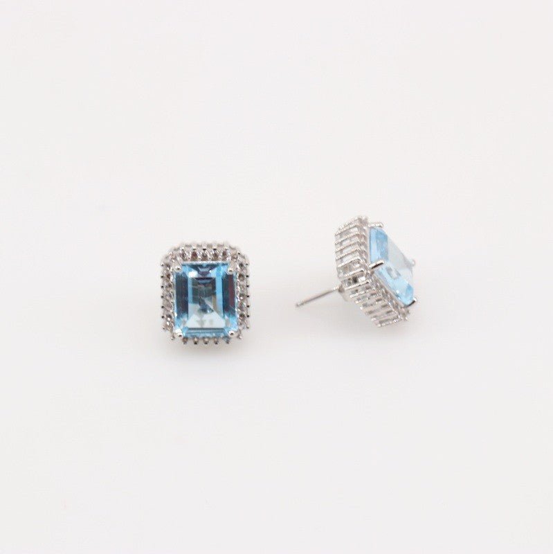 Aros de Topacio Azul y Zirconia Cúbica - Aros