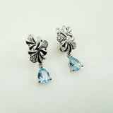 Aros de Topacio Azul y Zirconia Cúbica - Aros