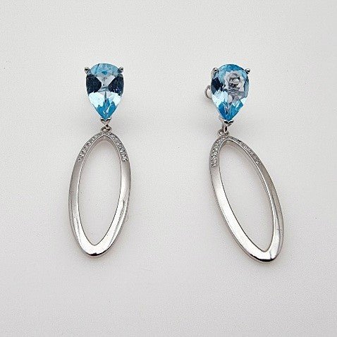 Aros de Topacio Azul y Zirconia Cúbica - Aros