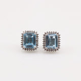 Aros de Topacio Azul y Zirconia Cúbica - Aros