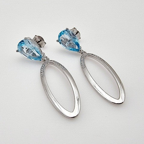 Aros de Topacio Azul y Zirconia Cúbica - Aros