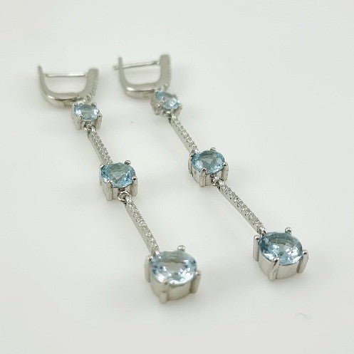 Aros de Topacio Azul y Zirconia Cúbica - Aros