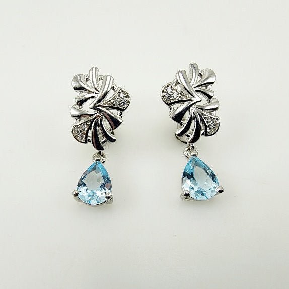 Aros de Topacio Azul y Zirconia Cúbica - Aros