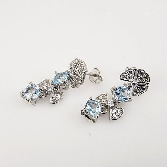 Aros de Topacio Azul y Zirconia Cúbica - Aros