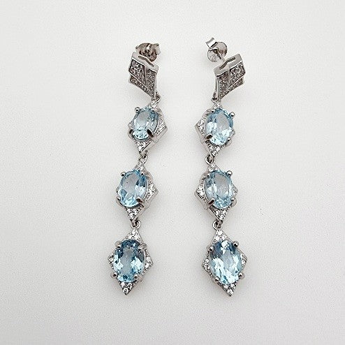 Aros de Topacio Azul y Zirconia Cúbica - Aros