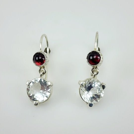 Aros de Topacio Blanco y Granate - Aros