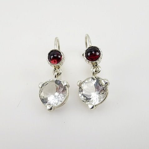 Aros de Topacio Blanco y Granate - Aros