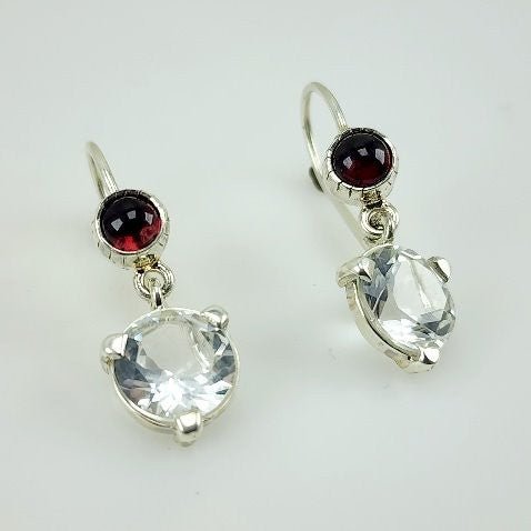 Aros de Topacio Blanco y Granate - Aros
