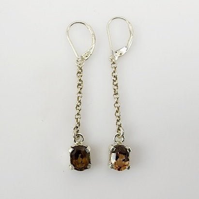 Aros de Topacio Imperial con Cadena en Plata 950- Aros