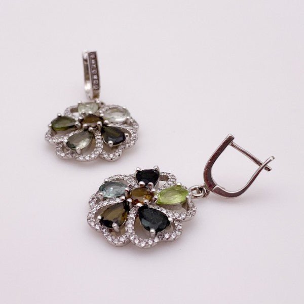 Aros de turmalinas multicolores - Aros