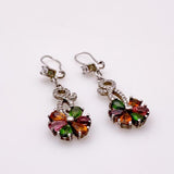 Aros de Turmalinas multicolores, diopsidio y cubic zirconia - Aros