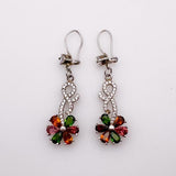 Aros de Turmalinas multicolores, diopsidio y cubic zirconia - Aros