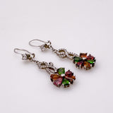 Aros de Turmalinas multicolores, diopsidio y cubic zirconia - Aros