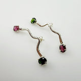 Aros de turmalinas rosa y verde - Aros