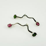 Aros de turmalinas rosa y verde - Aros