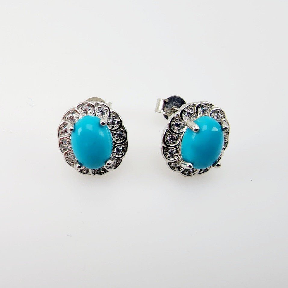 Aros de Turquesa y cubic zirconia - Aros