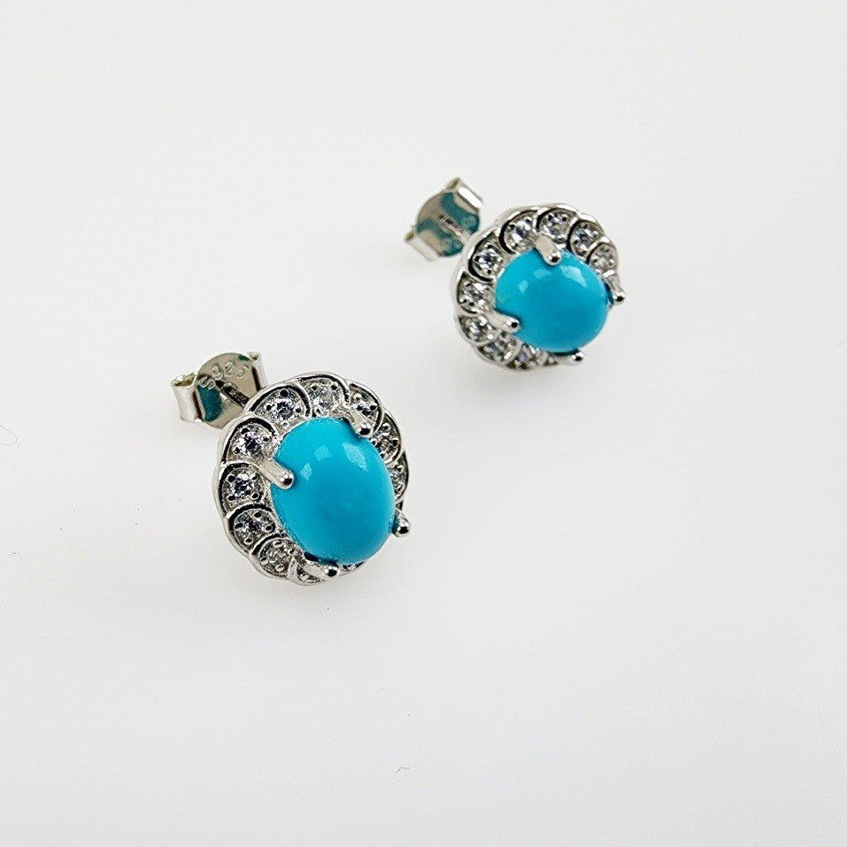 Aros de Turquesa y cubic zirconia - Aros