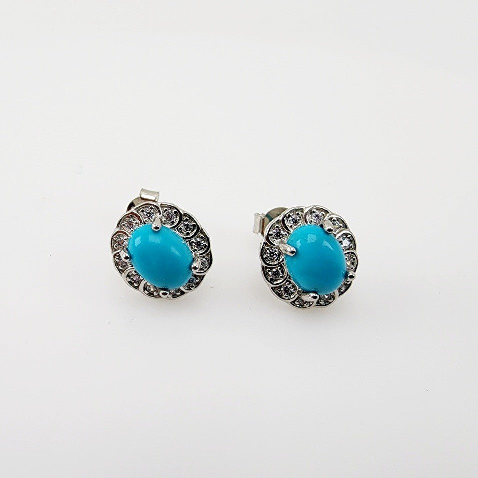 Aros de Turquesa y cubic zirconia - Aros