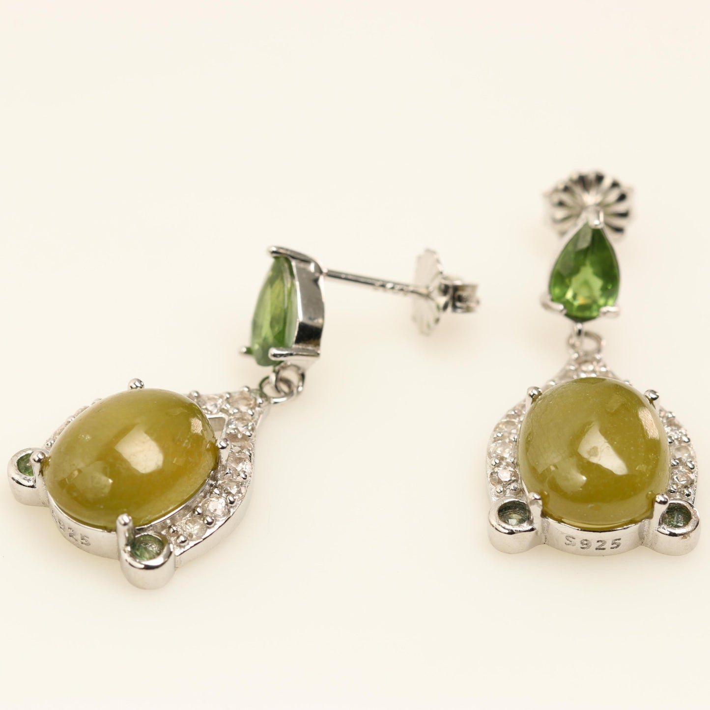 Aros de Zafiro amarillo y zircón verde - Aros
