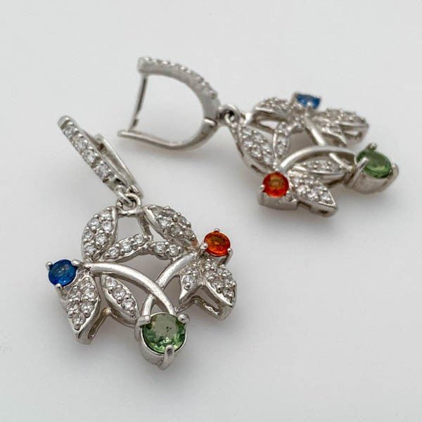 Aros de Zafiro Azul, Verde y Naranja - Aros