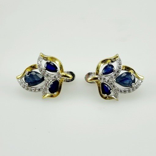 Aros de Zafiro Azul y cubic zirconia - Aros