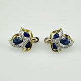 Aros de Zafiro Azul y cubic zirconia - Aros