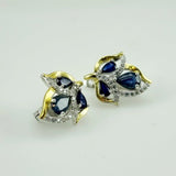 Aros de Zafiro Azul y cubic zirconia - Aros